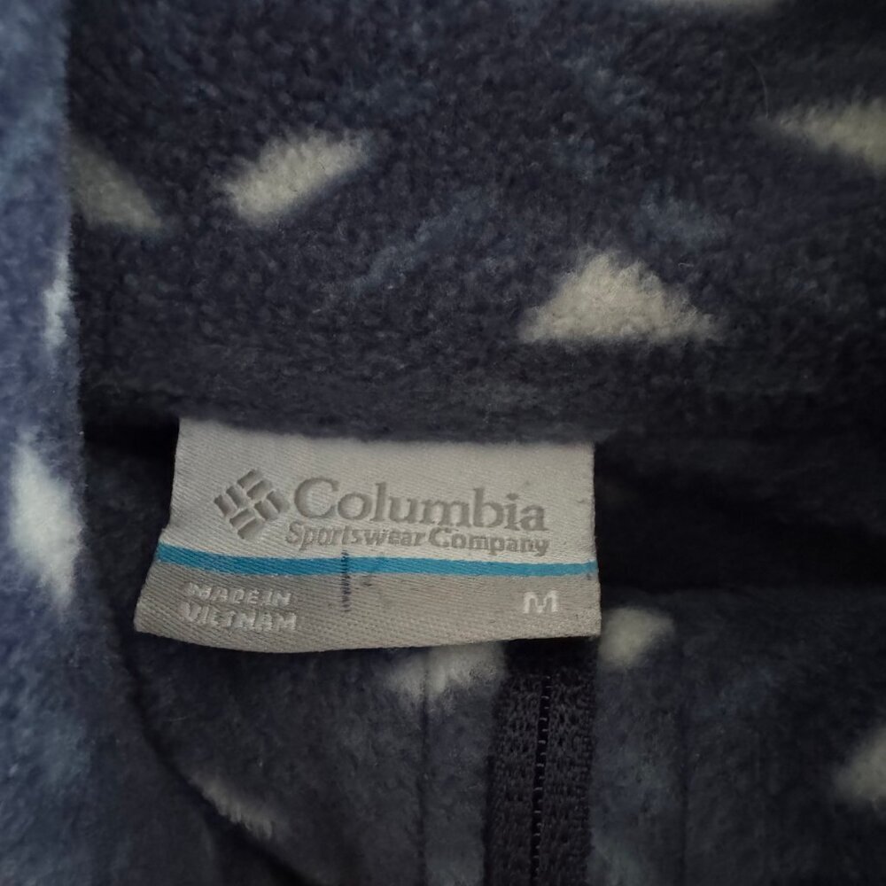 Columbia Full-Zip Fleece Jacket Women's M Blue Geometric Print Cozy Outerwear - Picture 3 of 4